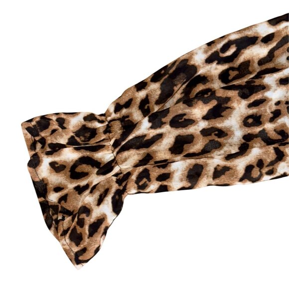 Newbury Kustom Womens Cropped Semi Sheer Animal Print Blouse-Size Small-GUC - Picture 7 of 8